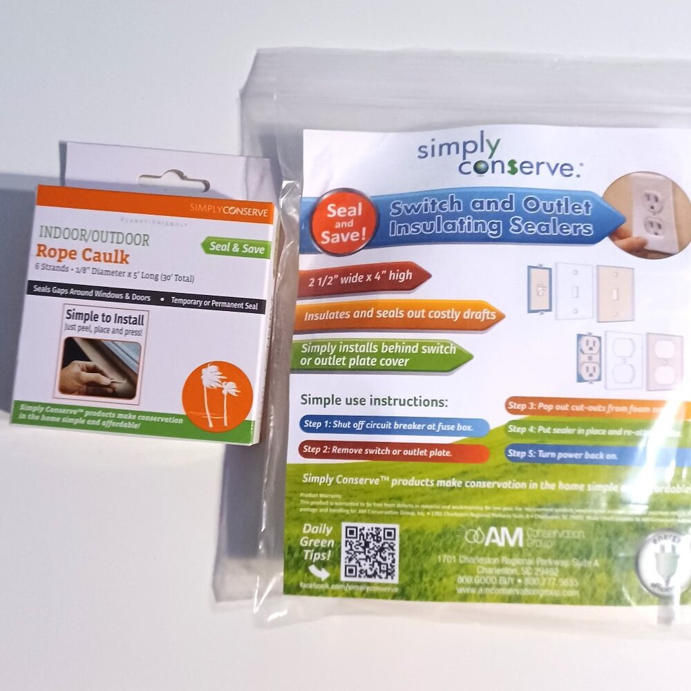 Simply Conserve Rope Caulk and Switch and Outlet Insulating Sealers New